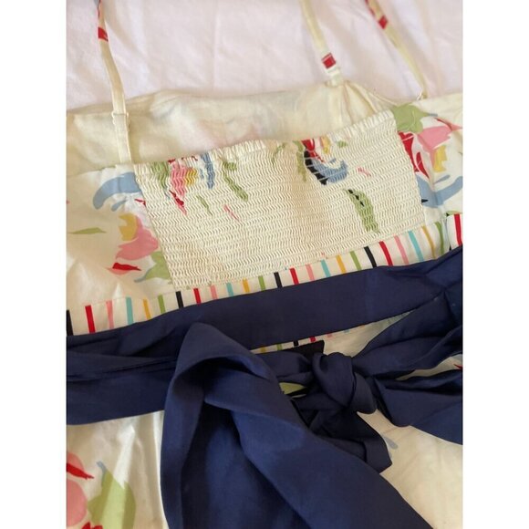 Anthropologie Maeve Y2K Vintage Style Floral Print Dress With Striped Waist & Bo - Picture 9 of 12